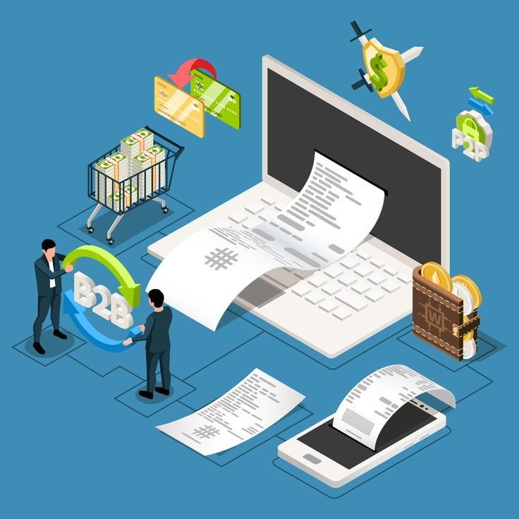 isometric b2b fintech composition